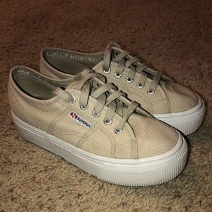 Superga platform tan canvas sneakers